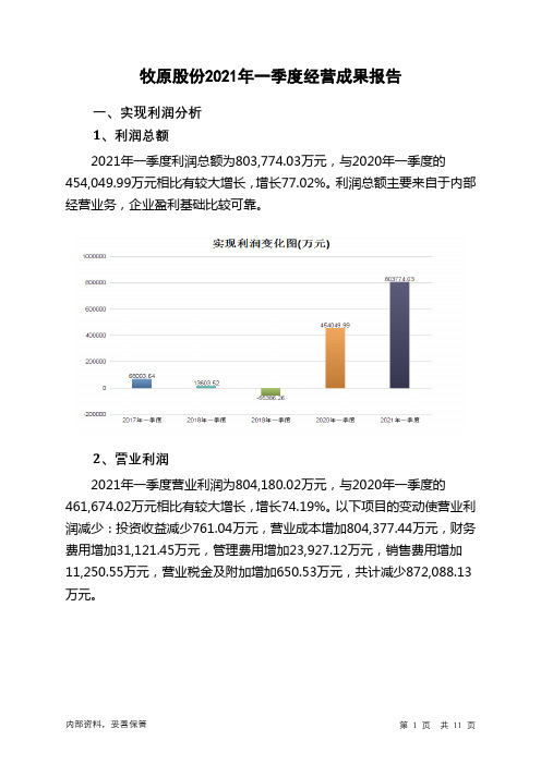 牧原股份2021年一季度经营成果报告