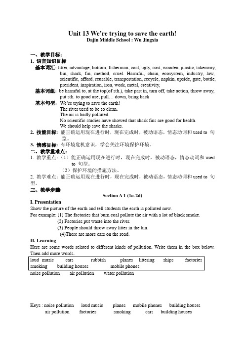 英语人教版九年级全册unit13 教案