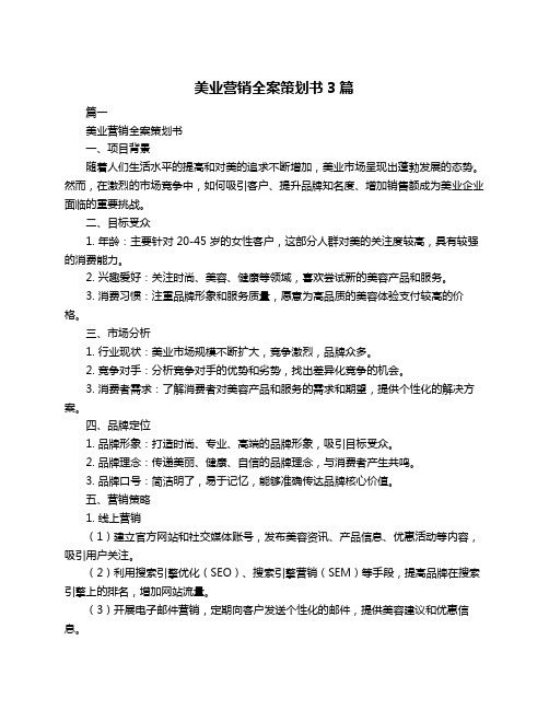 美业营销全案策划书3篇