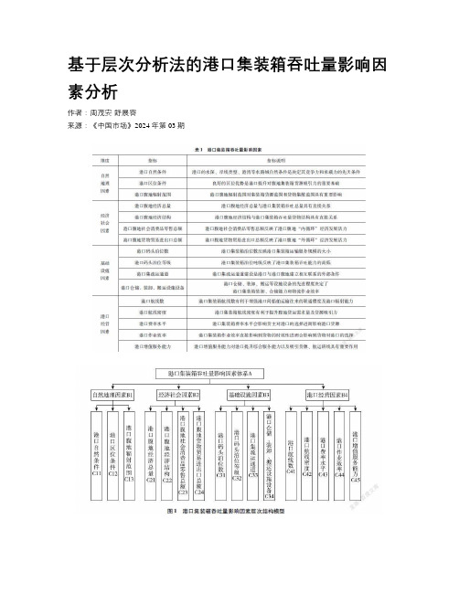 基于层次分析法的港口集装箱吞吐量影响因素分析