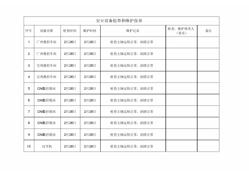 设备设施检查维修记录 