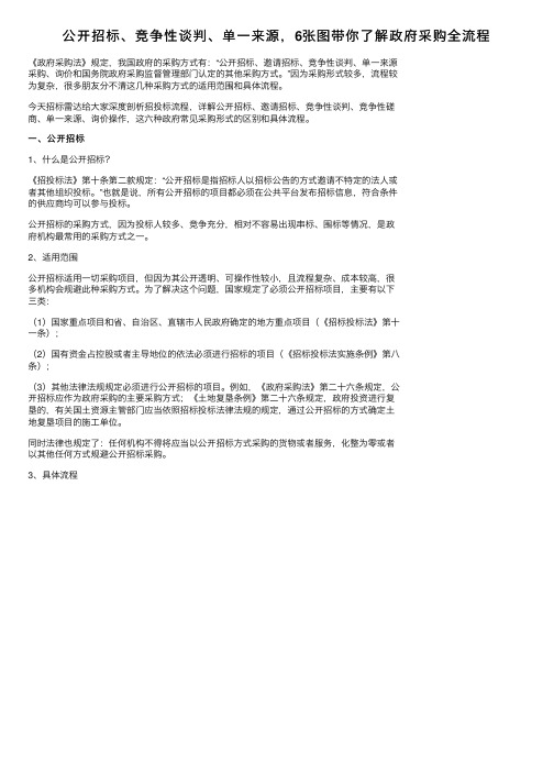 公开招标、竞争性谈判、单一来源，6张图带你了解政府采购全流程