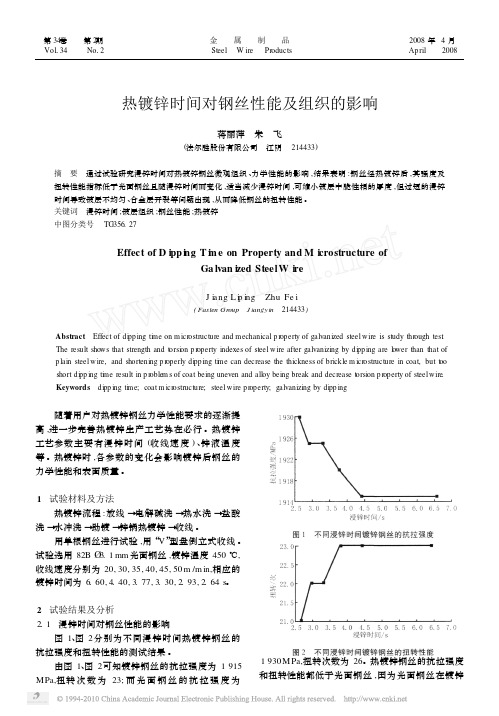 热镀锌时间对钢丝性能及组织的影响.doc