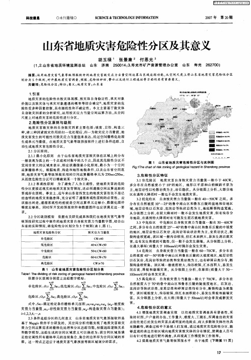 山东省地质灾害危险性分区及其意义