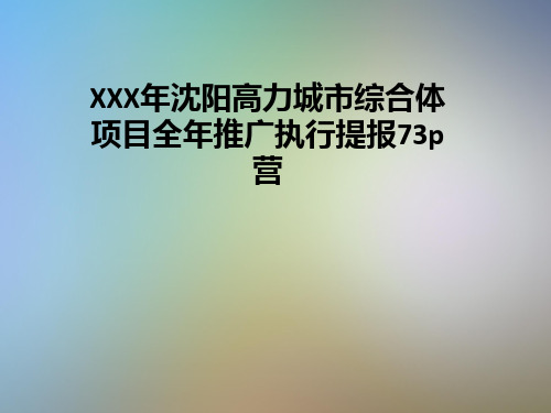 XXX年沈阳高力城市综合体项目全年推广执行提报73p营