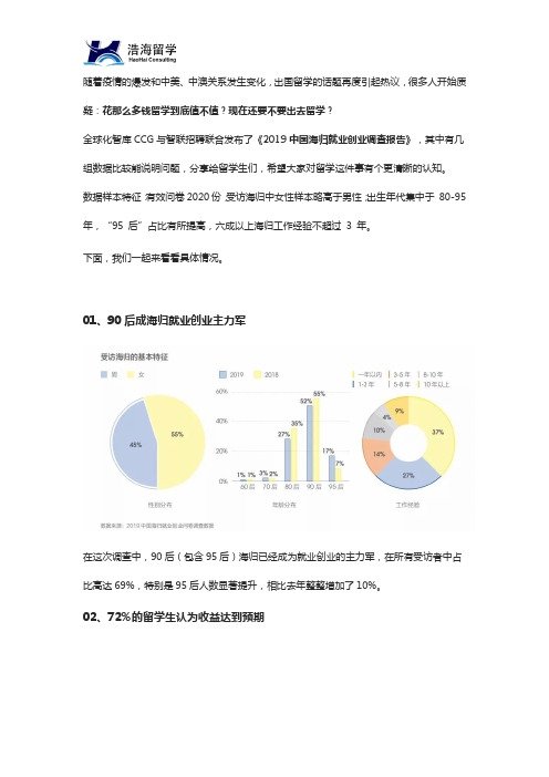浩海留学:《中国海归就业创业调查报告》,大数据告诉你留学到底值不值