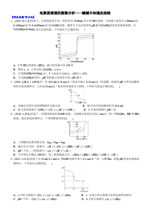 04考向4电解质溶液的图像分析酸碱中和滴定曲线(附答案解析)-2023年高考化学大二轮专题突破