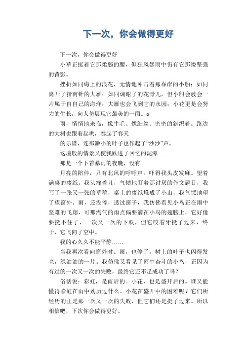 中学生满分作文精选：下一次,你会做得更好