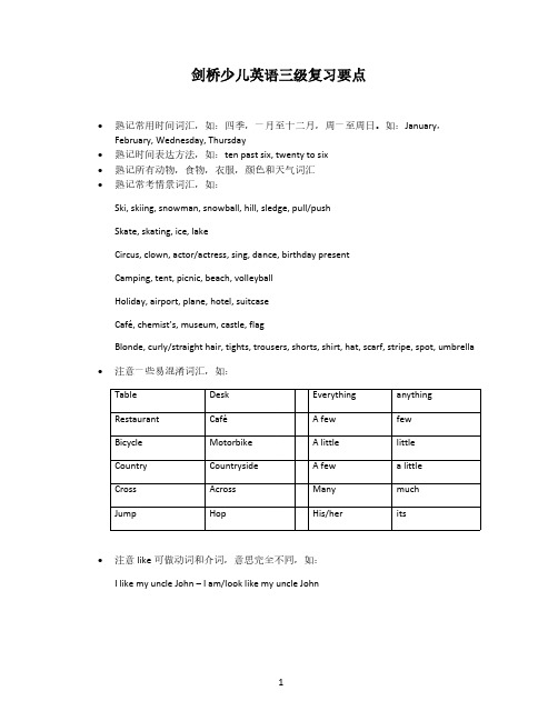 剑桥少儿英语三级 满盾要点【VIP专享】