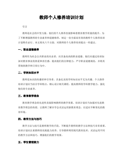 教师个人修养培训计划