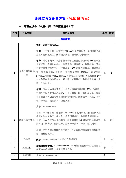 地理室设备配置方案