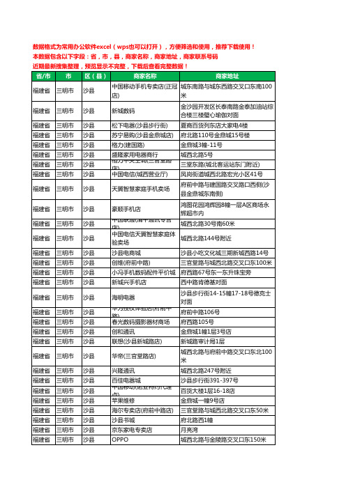 2020新版福建省三明市沙县数码商城工商企业公司商家名录名单联系电话号码地址大全40家