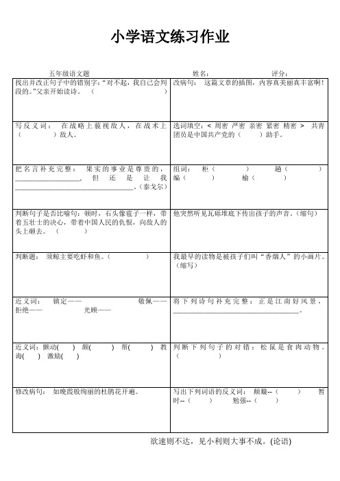 苏教版小学五年级语文专项练习5