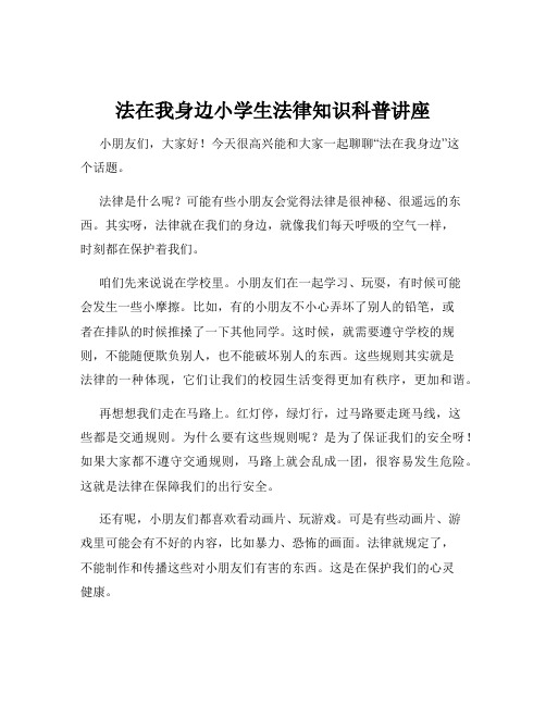 法在我身边小学生法律知识科普讲座