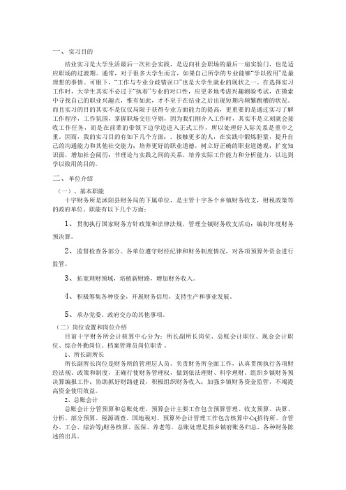 乡镇财政所实习报告