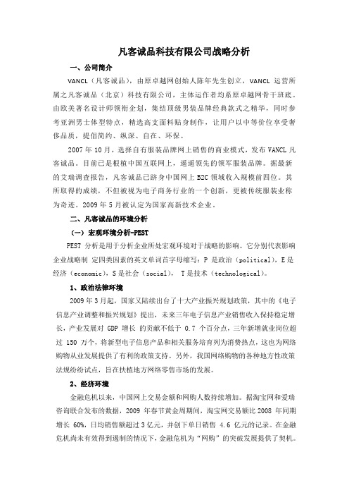 凡客诚品科技有限公司战略分析