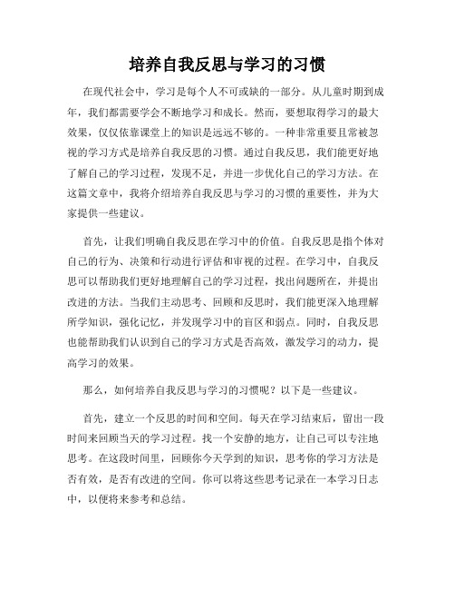 培养自我反思与学习的习惯