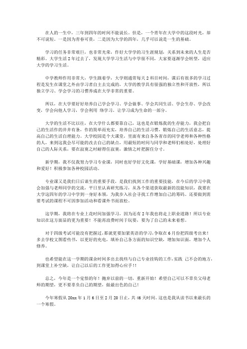 2020大学生寒假学习计划4篇