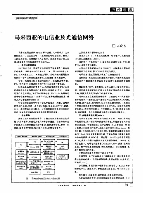 马来西亚的电信业及光通信网络