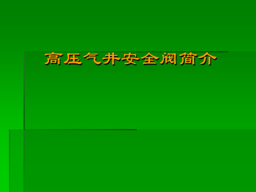 高压气井安全阀简介