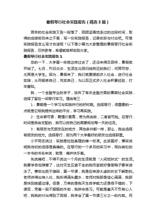 暑假琴行社会实践报告（精选3篇）