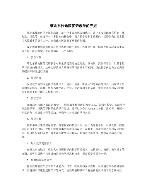 缅北东枝地区汉语教学的界定