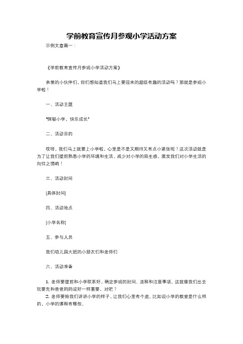 学前教育宣传月参观小学活动方案