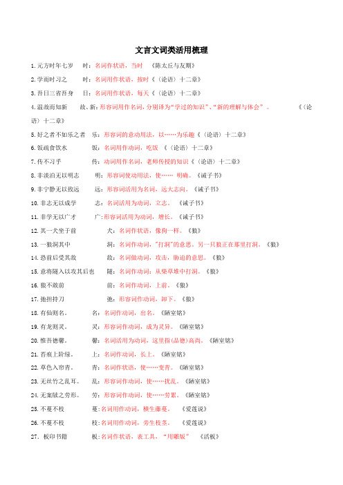 专题5文言文词类活用梳理-2024年中考语文文言文知识清单