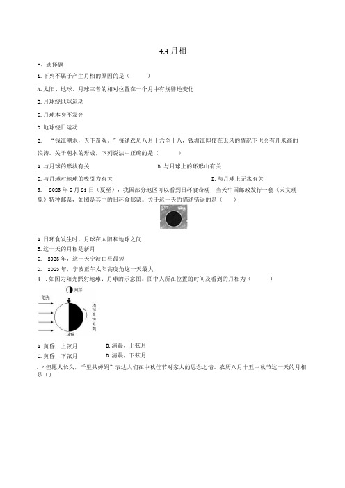 4.4月相 同步练习(含解析) (1)