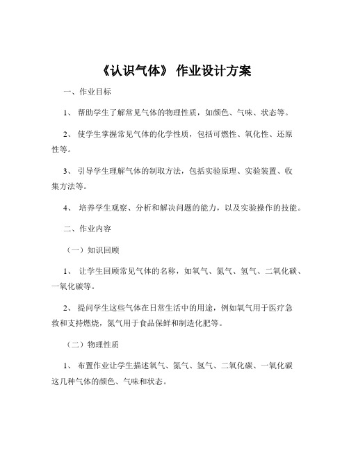 《认识气体》 作业设计方案