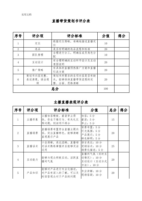 直播大赛评分标准