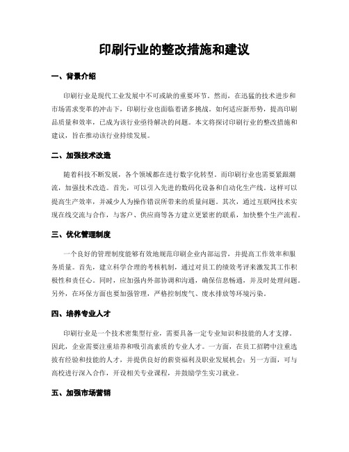 印刷行业的整改措施和建议