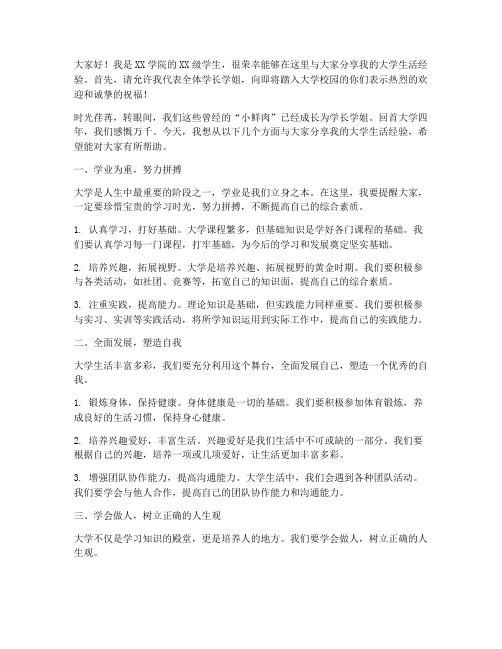 学长学姐经验交流发言稿