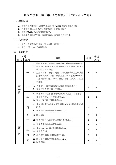 数控车仿真训练教学计划(2周)