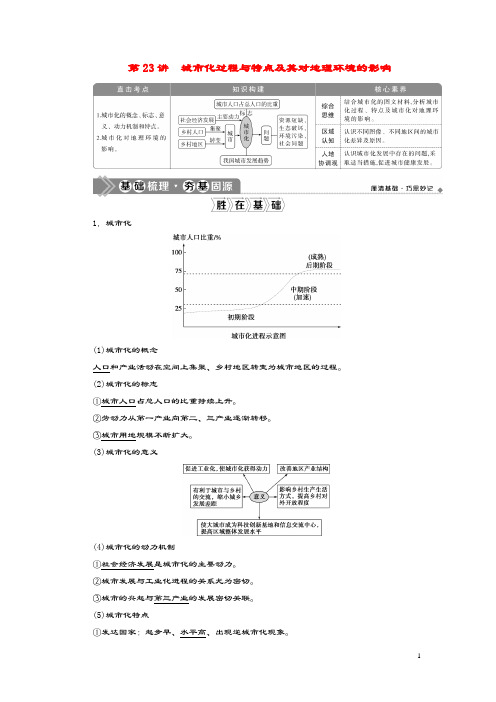 (选考)2021版新高考地理一轮复习第六章城市与环境第23讲城市化过程与特点及其对地理环境的影响教学案湘教