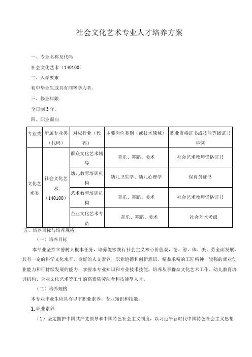 社会文化艺术人才培养方案