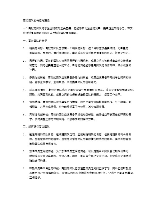 高效团队的特征与建设