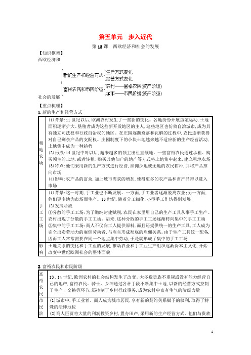 西欧经济和社会的发展 速记宝典知识点总结