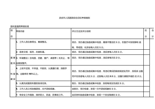 灵武人民医院综合目标考核细则