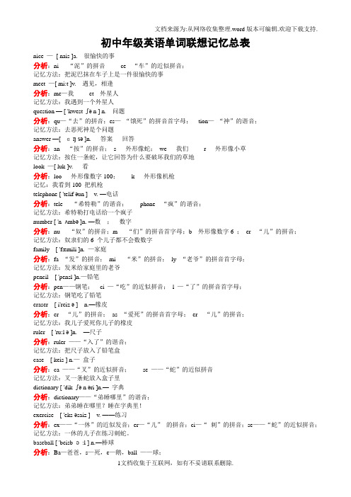 初中英语单词联想记忆总表(A4打印版)1