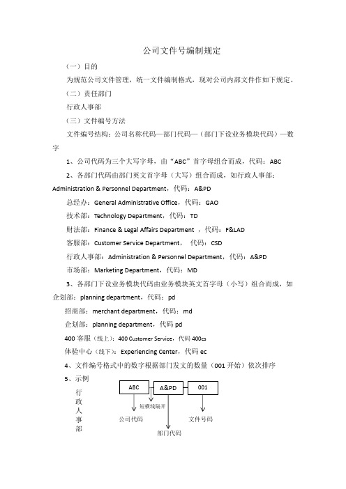 公司文件号编制规定