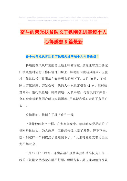 奋斗的荣光扶贫队长丁铁刚先进事迹个人心得感想5篇最新