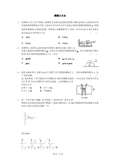 高一物理摩擦力典型习题