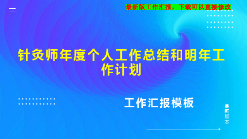 针灸师年度个人工作总结和明年工作计划PPT模板下载