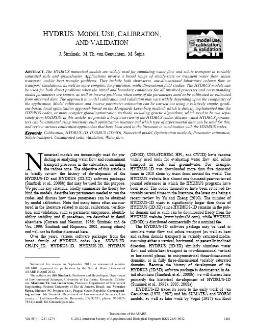 HYDRUS Model Use, Calibration, and Validation