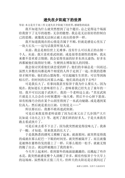 迷失在夕阳底下的世界_高三作文