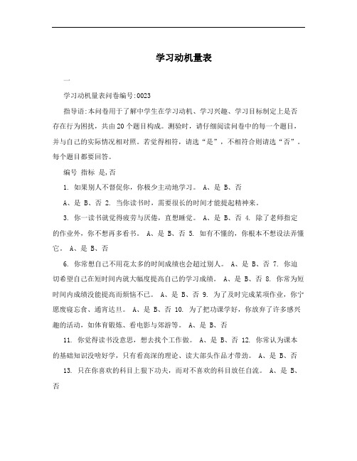 学习动机量表