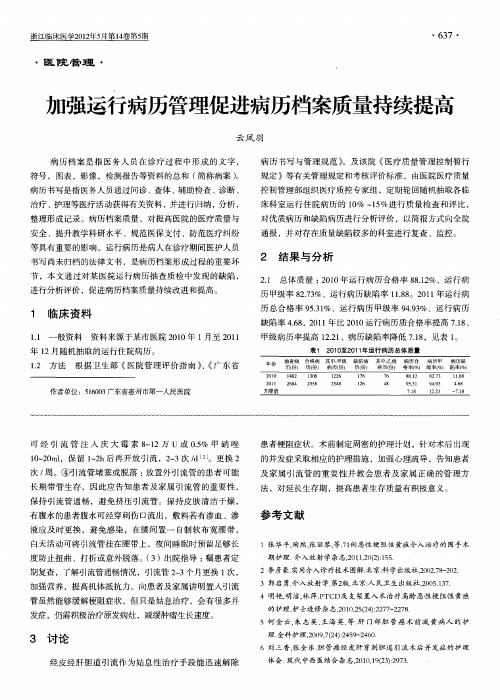 加强运行病历管理促进病历档案质量持续提高