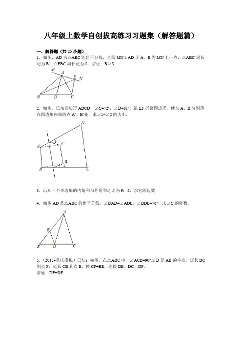 八年级上数学自创拔练习习题集(解答题篇)