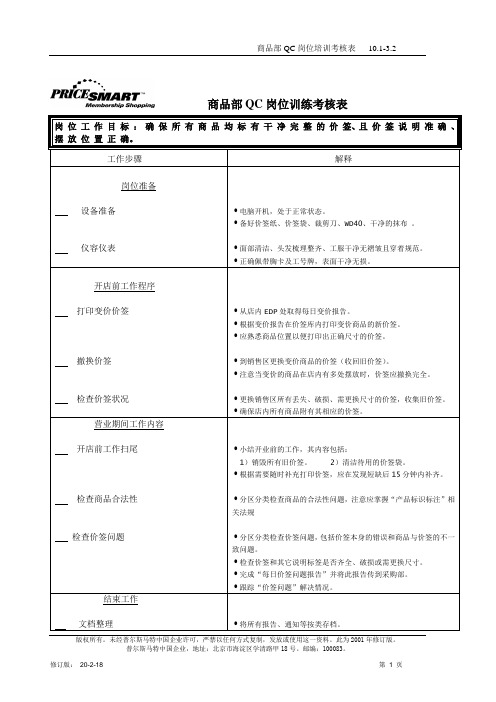 超市 - 商品部QC岗位